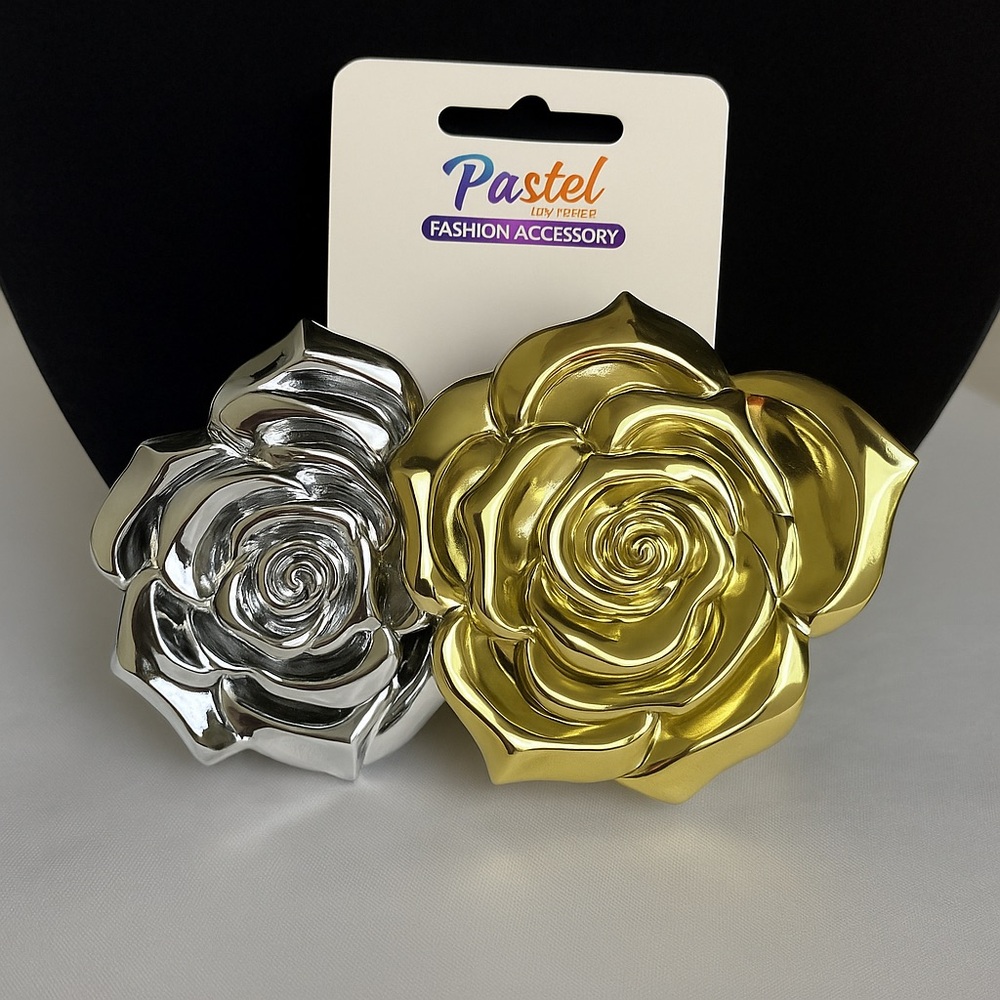 PASTEL COLLECTION | Metallic Rose Hair Claw Clip | Gold or Silver | 2.5”x3”